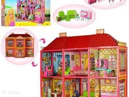 Двоповерховий ляльковий будиночок з меблями на 6 кімнат 108см Барбі Двоповерховий ляльковий будиночок з меблями на 6 кімнат 108см Барбі - VDALA.PRO