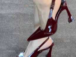 Жіночі червоні лакові туфлі на каблуку 9см - VDALA.PRO