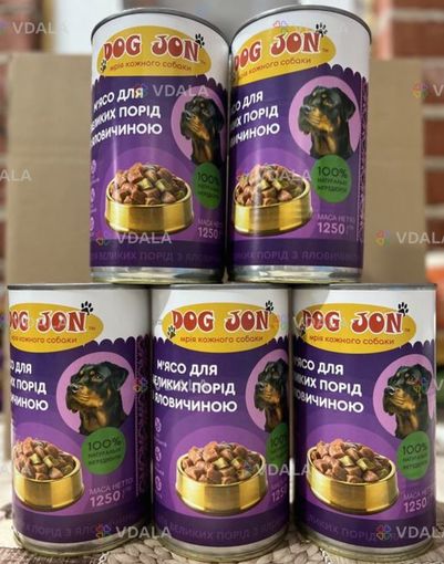 Натуральна мʼясна консерва для великих порід собак тм «dog jon» - VDALA.PRO
