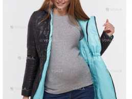 Куртка демісезонна для вагітних із вставкою двостороння бірюза/чорний - VDALA.PRO