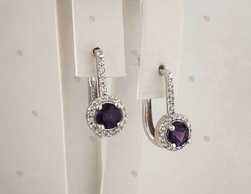 Сережки золотые белое золото с Иолитом - VDALA.PRO