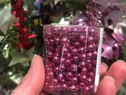 Намисто на ялинку, 6 мм*2 м, рожевий, пластик Намисто на ялинку, 6 мм*2 м, рожевий, пластик - VDALA.PRO