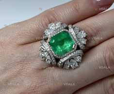 Коктельное кольцо с Изумрудом и Бриллиантами - VDALA.PRO
