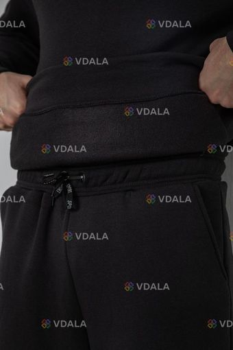 👕 Чоловічий спортивний костюм на флісі | Чорний | Теплий | З капюшоно 👕 Чоловічий спортивний костюм на флісі | Чорний | Теплий | З капюшоно - VDALA.PRO