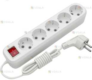 Сетевой удлинитель , фильтр, на 5 розетки с выключателем 5 метров 220В - VDALA.PRO