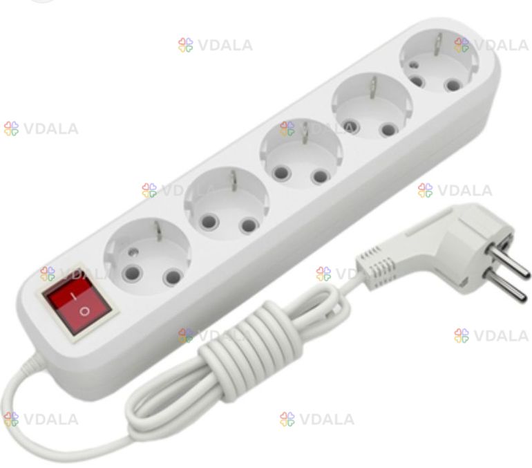 Сетевой удлинитель , фильтр, на 5 розетки с выключателем 5 метров 220В - VDALA.PRO