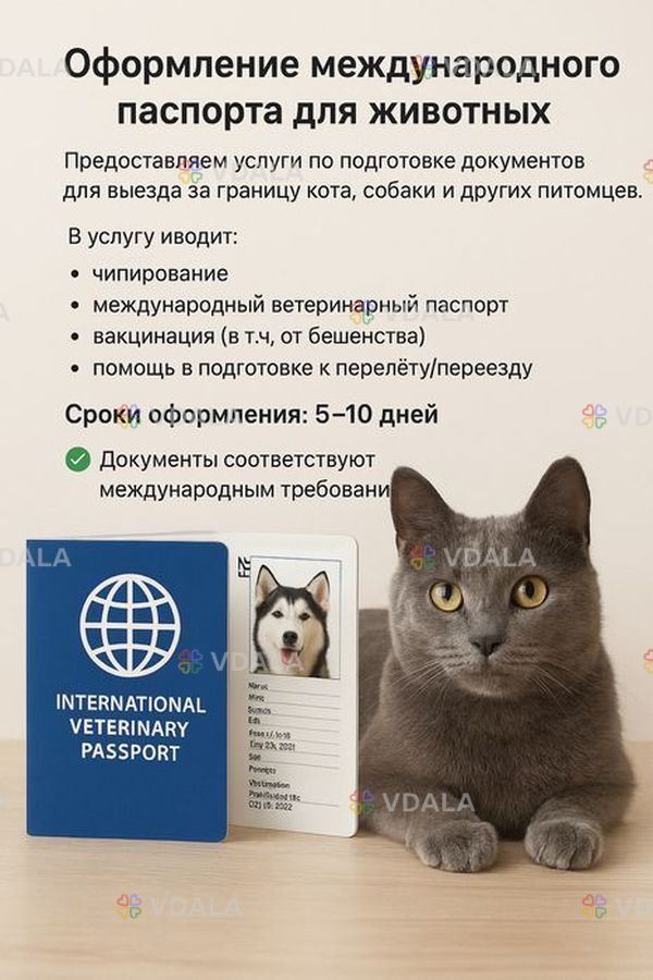Срочное оформление документов для выезда животных за границу Срочное оформление документов для выезда животных за границу - VDALA.PRO
