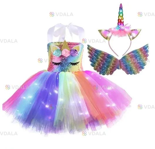 Детское праздничное платье «Единорожка» с LED подсветкой - VDALA.PRO