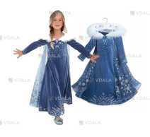 Детское велюровое платье для девочки Эльзы с мехом - VDALA.PRO