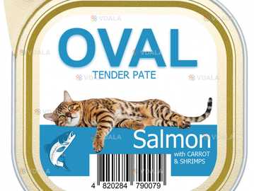 Паштет для кошек с лососем и свежими креветками OVAL 150гр - VDALA.PRO