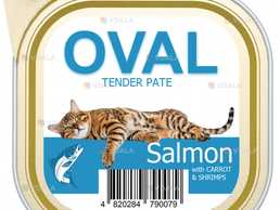 Паштет для кошек с лососем и свежими креветками OVAL 150гр - VDALA.PRO