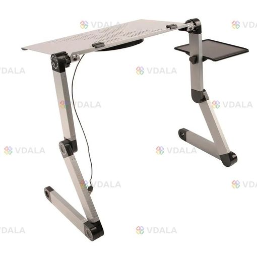 Складной столик для ноутбука с вентилятором, серебристый Складной столик для ноутбука с вентилятором, серебристый - VDALA.PRO