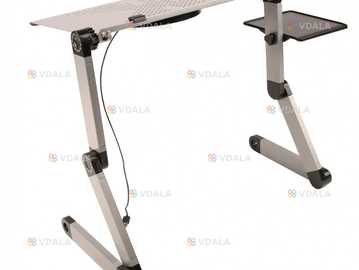 Складной столик для ноутбука с вентилятором, серебристый - VDALA.PRO