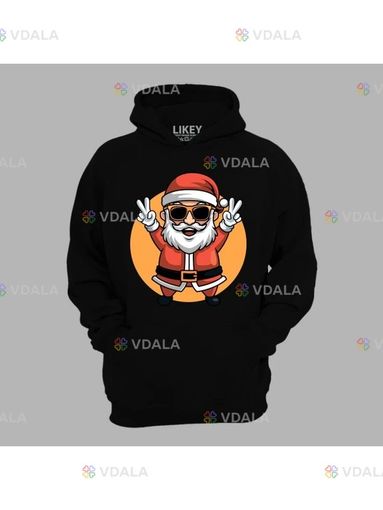 Худи на новый год с новогодним принтом Клевый Санта, Черный, XS Худи на новый год с новогодним принтом Клевый Санта, Черный, XS - VDALA.PRO