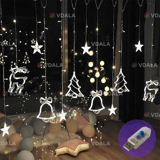 Гирлянда-бахрома штора Рождественские фигурки - VDALA.PRO