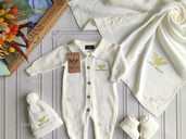 Вязаный набор на выписку, комплект для новорожденных Armani. - 1 Вязаный набор на выписку, комплект для новорожденных Armani. - VDALA.PRO - 1