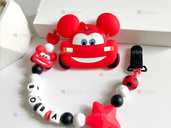 Именной силиконовый грызунок, для новорожденного, Машинка - VDALA.PRO - 1