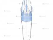 Бутылочка с ложкой силиконовая для кормления на присоске Акула Голубая - VDALA.PRO - 1