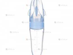 Бутылочка с ложкой силиконовая для кормления на присоске Акула Голубая - VDALA.PRO