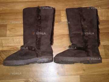 Теплі замшеві чоботи коричневого кольору 38р. - VDALA.PRO