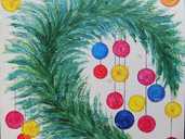 Авторская картина с новогодней тематикой. Акрил, картон, 20*20 см - VDALA.PRO - 1