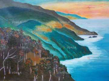 Картина авторская. Пейзаж Горы и море, 30*40 см. Холст, масло - VDALA.PRO