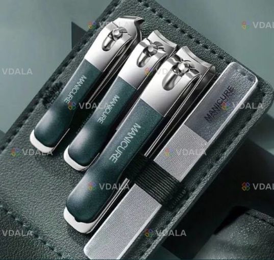 Манікюрний набір 4в1 кусачки, зі шкіряним чохлом, дорожній набір кусач - VDALA.PRO