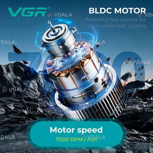 Аккумуляторная машинка для стрижки vgr V-662 green, 7000 rpm, 6 насадо - VDALA.PRO