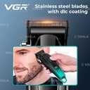 Аккумуляторная машинка для стрижки vgr V-662 green, 7000 rpm, 6 насадо - VDALA.PRO - 3
