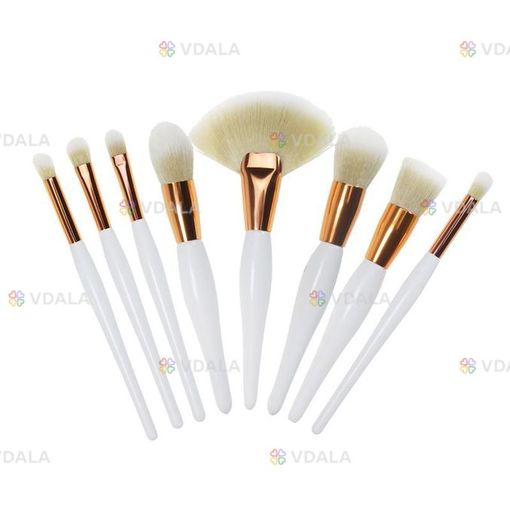 Набор кистей для макияжа 8 шт, цвет белый - VDALA.PRO