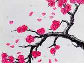 Картина - миниатюра *Ветка сакуры*, акрил, картон, 20*20 см - VDALA.PRO - 1