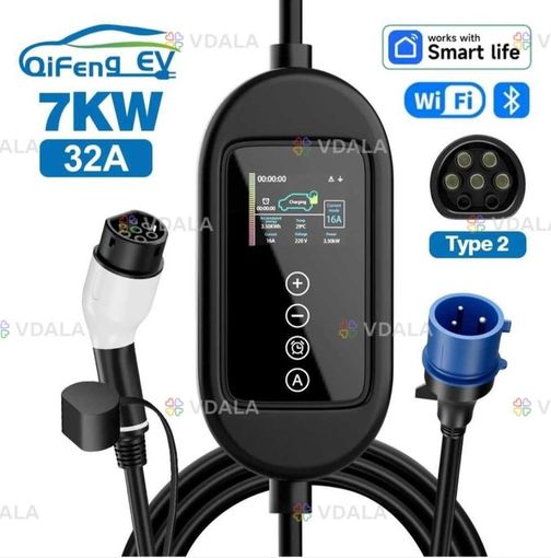 Зарядка для Електро Авто ev авто 32A 7,2 kw 1 фаза Type 2 wifi 5м Шнур - VDALA.PRO