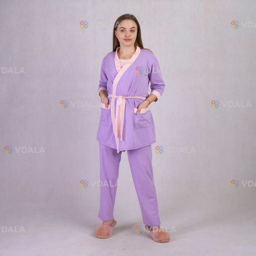 Піжама-трійка халат із піжамою легкі - VDALA.PRO