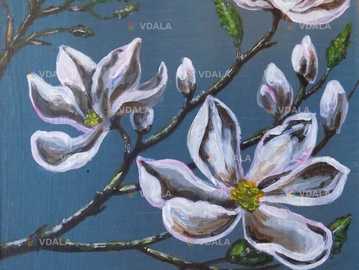 Картина авторская * Магнолия*. Акрил, картон, 20 * 30 см - VDALA.PRO