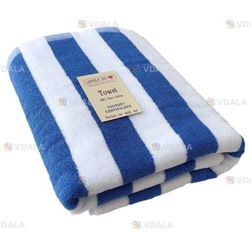 Рушник Cabana бавовна /махра - банні пляжні в басейн Біло - синій - VDALA.PRO