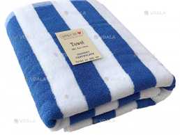 Рушник Cabana бавовна /махра - банні пляжні в басейн Біло - синій - VDALA.PRO