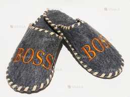 Тапочки для будинку і лазні повстяні Luxyart з вишивкою BOSS - VDALA.PRO