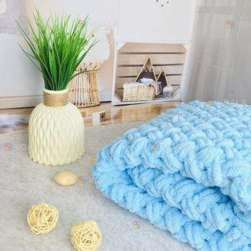 Дитячий плюшевий плед-ковдра 90*90 см, блакитний - VDALA.PRO