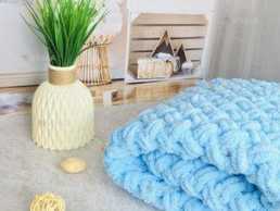 Дитячий плюшевий плед-ковдра 90*90 см, блакитний - VDALA.PRO