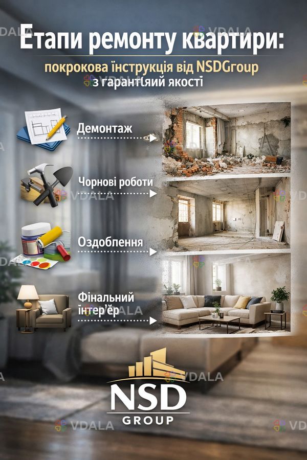 Етап ремонту квартир Етап ремонту квартир - VDALA.PRO