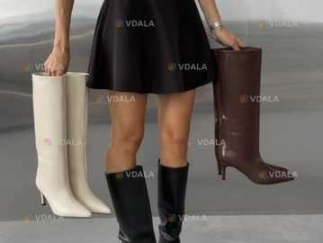 Жіночі шкіряні чоботи труби шпилька - VDALA.PRO