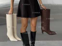 Жіночі шкіряні чоботи труби шпилька - VDALA.PRO