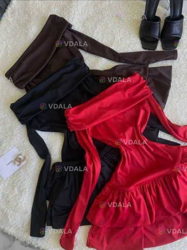 3 кольори Вечірня сукня з воланами та відкритими плечима платье - VDALA.PRO