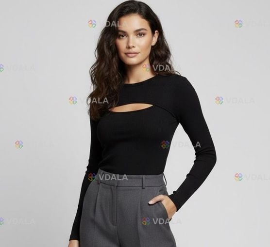 Чорна кофта, лонгслів з вирізом divided h&m - VDALA.PRO