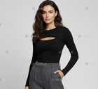 Чорна кофта, лонгслів з вирізом divided h&m - VDALA.PRO - 1