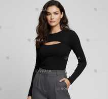Чорна кофта, лонгслів з вирізом divided h&m - VDALA.PRO