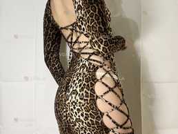 Леопардова сукня з шикарним вирізом на шнурівці - VDALA.PRO