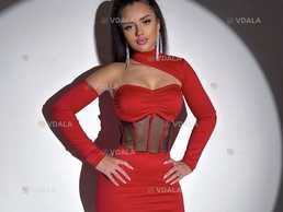 Червона сукня з корсетом та прозорими вставками - VDALA.PRO