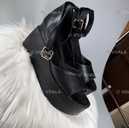 Босоніжки чорні шкіряні на танкетці розмір 40 - VDALA.PRO - 2