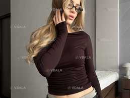 Стильний лонгслів з широким вирізом та зборками (віскоза) лонгслив - VDALA.PRO